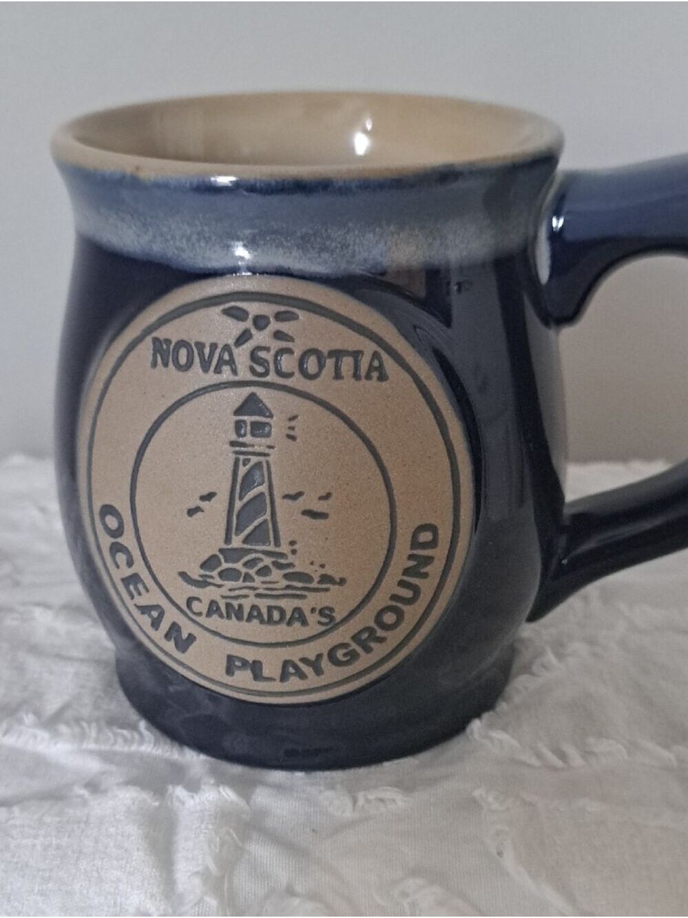 Nova Scotia Lighthouse Ceramic Mug glossy glazed souvenir chunky 16oz coffee cup